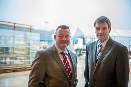 (L-R) On site in the company’s new production storage area, Dual Seal Glass MD, Richard Morris, with commercial director, Nigel Meredith