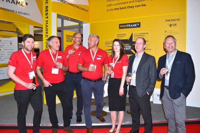 From left to right: Tony Cragg, MD Virtuoso; Richard Lee, MD Polyframe Halifax; John Adams, customer service director; Gareth Thomas, group sales and marketing director; Claire Miller, group marketing manager; John Lightowlers, group managing director and Nick Gibbons, chief operations officer