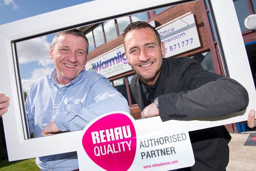 Former Hollyoaks star, Will Mellor (right) helped to celebrate the launch of Warmlight’s new showroom