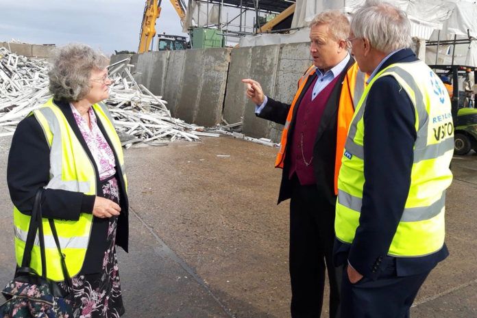 Veka Recycling’s Simon Scholes explains the recycling processes to Councillor Gill Mercer and Peter Bone MP, during their visit to the company’s new Headquarters at Wellingborough.
