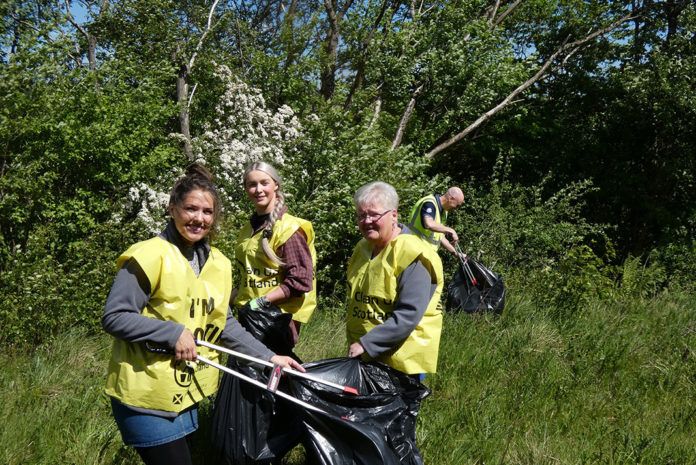 Amy Ledger (second from left), Environmental Advisor at CMS Window Systems, with colleagues during the ‘big litter pick’ around the CMS site in Castlecary near Glasgow