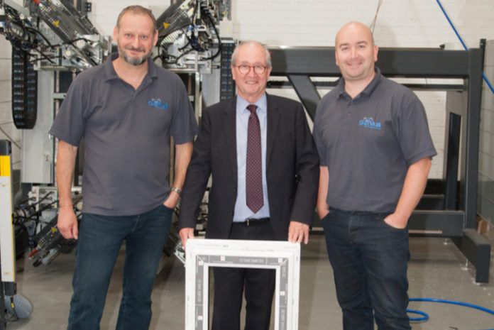 (L-R) David Eagle, David Thornton and Pete Dyson pictured as the first frames come off the production line at Genius destined for The Window Company (Contracts)' installation for Chelmsford City Council